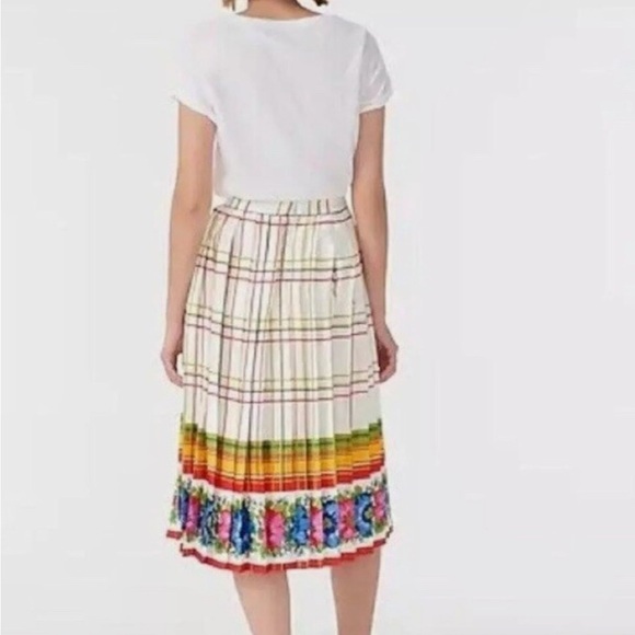 J Crew Pleated midi skirt with floral border NWT - Size 2 - Picture 1 of 7